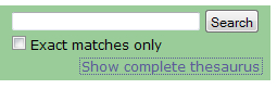 example of thesaurus search bar and option to show complete thesaurus