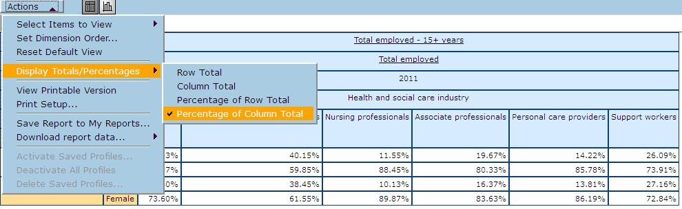 Example of Calculating table percentages in Beyond 20/20