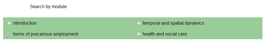 example of searching by module by selecting forms of precarious employment option