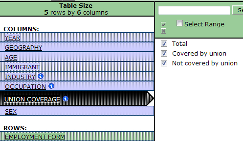 example of selecting and deselecting items for table view