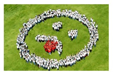 image of sad smiley face representing 'No Wal-Mart smile' protest in Jonquière, Quebec, May 6, 2005